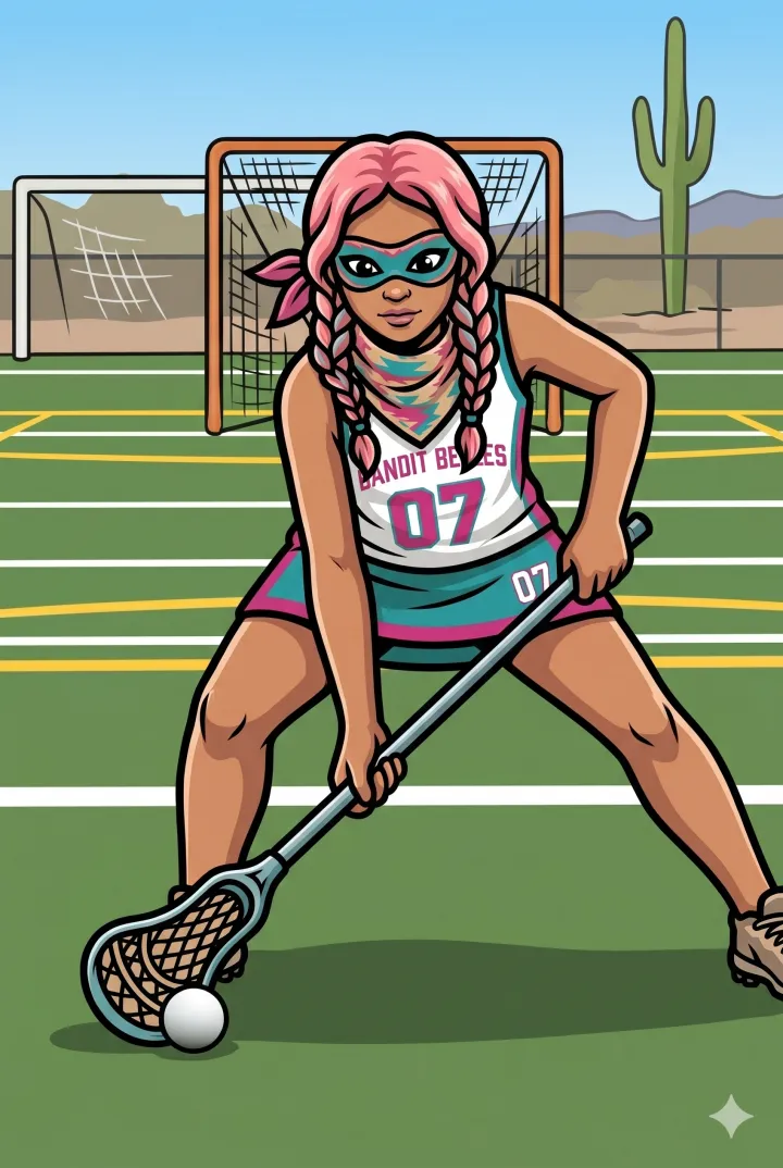 Bandit Belles player scooping a ground ball on the field